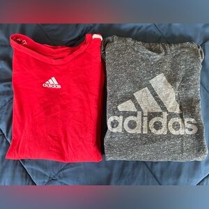 Adidas Kids Red and Gray Logo Long sleeve T-Shirts